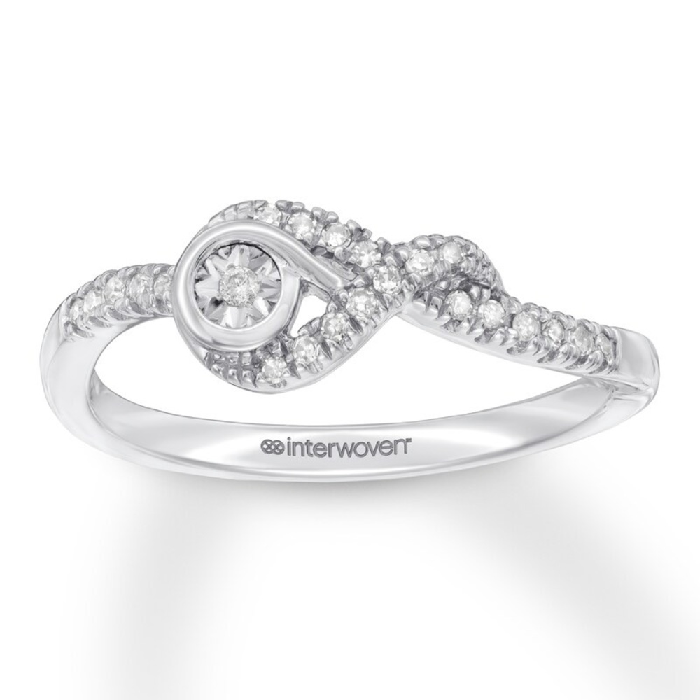 Sterling silver diamond 1/10 ct interwoven ring